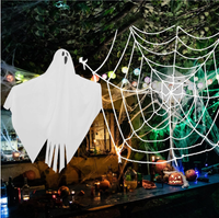 Wisząca Dekoracja Halloweenowa Duch 21x27cm i Pajęczyna 48 cm