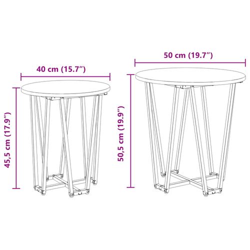Zestaw stolików bocznych  2 - Dąb czarny MDF i metal na Arena.pl