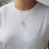 Naszyjnik - Kryształem Górskim sopel w okuciu na łańcuszku złoconym 2