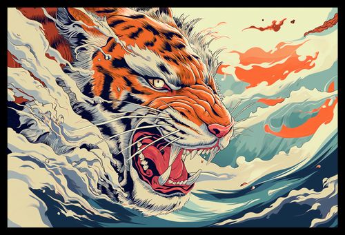 Plakat 45x30cm Tygrys Na Fali na Arena.pl