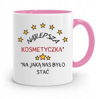 Kubek Różowy Dla Kosmetyczki Najlepsza Kosmetyczka Z Nadrukiem Ze Zdjęciem