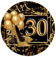 Opłatek na tort Urodziny 18 30 40 50 60 Balony Szampan Buty Szpilki