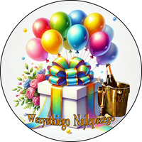 Opłatek na tort Szampan Whisky Drink Kwiaty Balony Okazjonalny 18 30 40 50