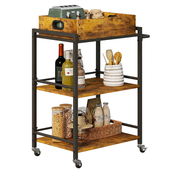 WÓZEK KUCHENNY ZDEJMOWANA TACA BRĄZOWA VINTAGE RETRO LOFT NA KÓŁKACH