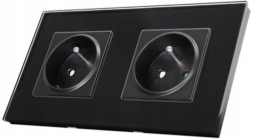 Gniazdo Podwójne Szklane Szkło Zestaw Ramka Podwójna i 2 x Gniazdko MIUUN na Arena.pl