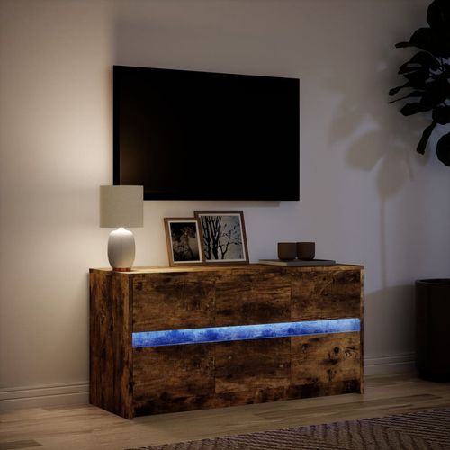 Szafka pod TV z LED, przydymiony dąb, 100x34x50 cm na Arena.pl