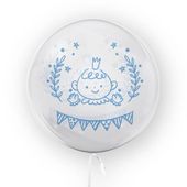 balon przejrzysta kula chłopiec 45cm baby shower