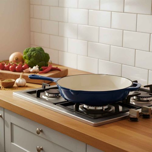 emaliowana patelnia żeliwna 26cm hage niebieska na Arena.pl