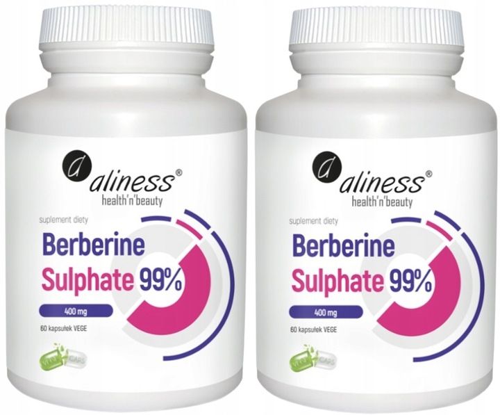ALINESS Berberine Sulphate 99% 400mg ODCHUDZANIE SIARCZANY BERBERYNA 2x60 k zdjęcie 1