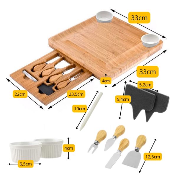 Deska do wędlin i serów z miseczkami do dipów zdjęcie 3