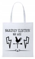 Dla Elektryka Na Prezent Torba Eco Biała Shopper Z Nadrukiem Ze Zdjęciem