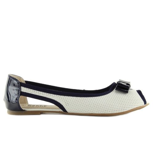 Balerinki open toe białe D314 WHITE/NAVY r.40 na Arena.pl