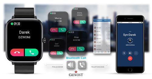 Smartwatch Giewont Dynamic SmartCall GW230-2 - Carbon/Carbon na Arena.pl
