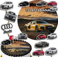 ZESTAW OPŁATEK NA TORT 20CM + TOPPERY PAPIEROWE - AUDI AUTA 15CM 18CM