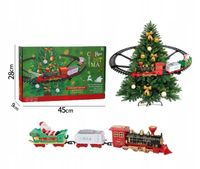 Elektryczny pociąg na Boże Narodzenie, wagonik, mini tor, choinka