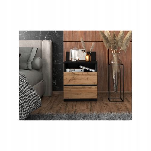 Szafka Nocna Stolik Nocny Czarny Dąb Wotan 40CM 2S Półka Meble Do na Arena.pl