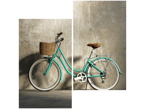 70X50CM OBRAZ ROWER RETRO ZIELONY KLASYK KOSZYKIEM ŚCIAN na Arena.pl