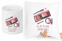 Dla Kosmetyczki Zestaw Poduszka + Skarbonka Z Nadrukiem Ze Zdjęciem