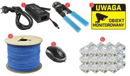 Monitoring cyfrowy IP 3 kamery 4Mpx PoE z mikrofonem podgląd online bez HDD na Arena.pl