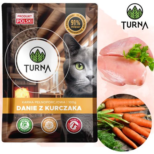 karma mokra dla kota turna cats danie z kurczaka 100g bez zbóż 91% mięsa na Arena.pl