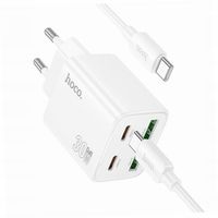 Biała ładowarka cztery porty USB-C 30W Hoco do Samsung Galaxy S23 Ultra