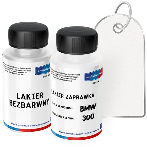 lakier zaprawka + bezbarwny samochodowy zaprawkowy bmw 300 alpinweiss iii na Arena.pl
