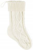 SKARPETA na kominek BIAŁA ecru ŚWIĄTECZNA dł.34cm