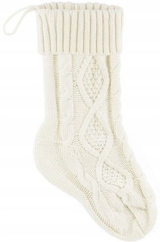 SKARPETA na kominek BIAŁA ecru ŚWIĄTECZNA dł.34cm zdjęcie 1