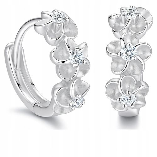 Kolczyki srebrne kwiatki kółka koła dla dzieci dziewczynki srebro rodowane na Arena.pl