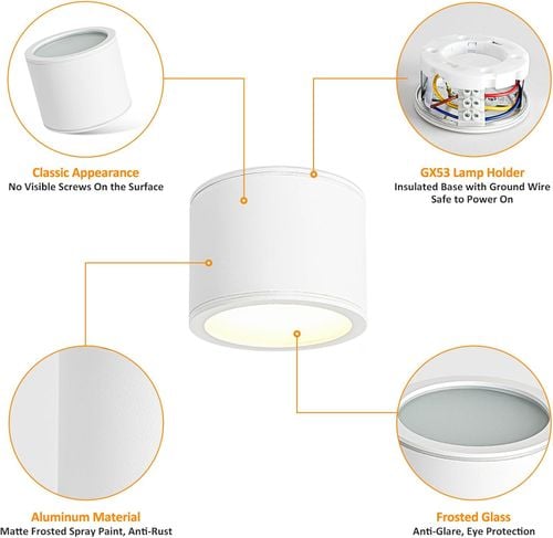 Lampa Sufitowa Spot LED Natynkowa GX53 9W IP44 3 Barwy Aluminium Biała na Arena.pl