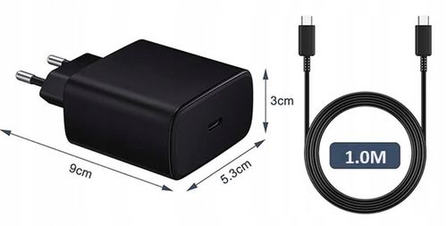 ULTRA SZYBKA ŁADOWARKA DO TELEFONU SAMSUNG KOSTKA PD 45W + KABEL USB-C 100W na Arena.pl