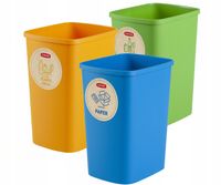 ZESTAW KOSZY POJEMNIKÓW DO SEGREGACJI SORTOWANIA ŚMIECI 3X10L 3 KOLORY