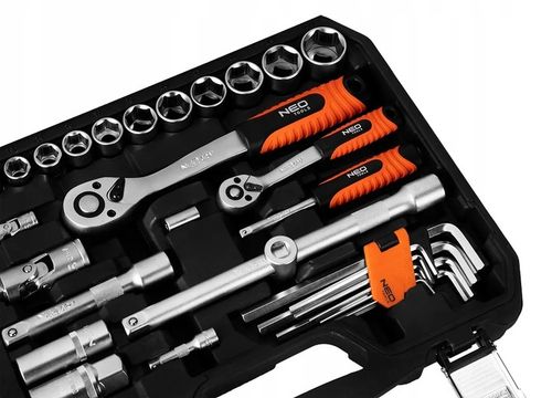 NEO TOOLS Zestaw Kluczy Nasadowych 100 el. 1/2" 1/4" Klucze Płasko Oczkowe na Arena.pl