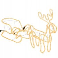 Duży Świecący Renifer z Saniami 192 LED Światło Ciepłe Białe Ozdoba Lampki