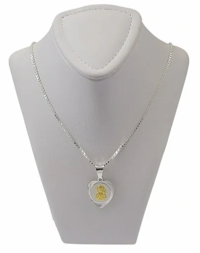 Łańcuszek Srebrny Wenecjana z Medalikiem Złoconym Serduszko Grawer Gratis zdjęcie 10