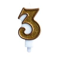 świeczka złoty brokat cyferka "3"