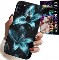 ETUI DO SAMSUNG GALAXY A21s - TURKUSOWE LILIE KWIATY OBUDOWA + SZKŁO