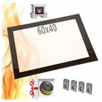 SZYBA Z DEKOREM 60x40 CZARNĄ RAMKĄ SZKŁO ŻAROODPORNE DO KOMINKA DRZWICZEK