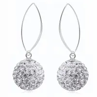 ELEGANCKIE WISZĄCE SREBRNE KOLCZYKI KULKI 14MM KRYSZTAŁ CRYSTAL BEADS