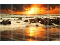 70CM 150CM OBRAZ 5 ELEM WSCHÓD SŁOŃCA WZBURZONYM OCEANEM ŚCIENNY