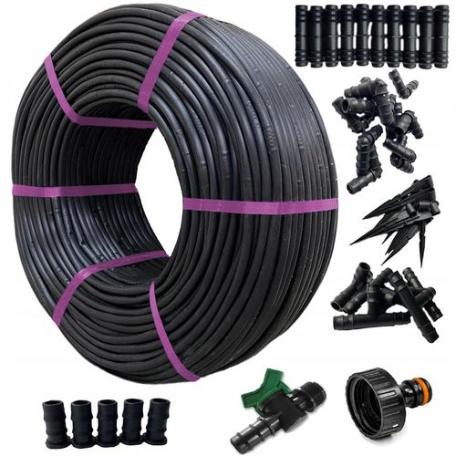LINIA KROPLUJĄCA NAWADNIANIE KROPELKOWE 50m + 56 elementów Wąż pocący na Arena.pl