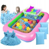 ZESTAW PIASEK KINETYCZNY 4kg + BASEN PIASKOWNICA FOREMKI SZPATUŁKI WALIZKA