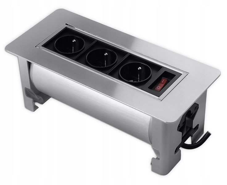 Gniazdo blatowe do biurka wpuszczane obrotowe mediaport 230v SPS-O33S zdjęcie 1