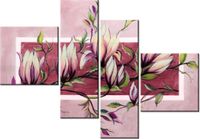 100 70CM OBRAZ 4 ELEM SŁODYCZ MAGNOLII PUDROWYM RÓŻU DRUK PŁÓTNO RAMA