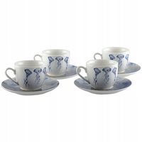 Filiżanki do kawy ze spodkami do Espresso - zestaw 4 sztuk porcelana
