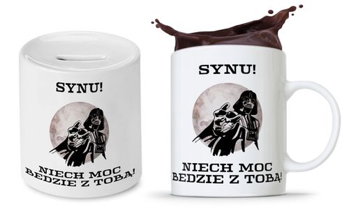 Zestaw Dla Syna Dziecka Prezent Kubek + Skarbonka Z Nadrukiem Ze Zdjęciem na Arena.pl