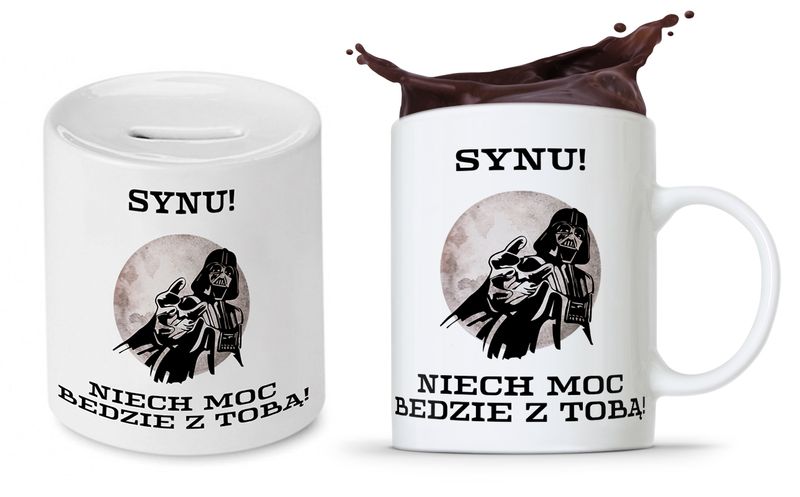 Zestaw Dla Syna Dziecka Prezent Kubek + Skarbonka Z Nadrukiem Ze Zdjęciem zdjęcie 1