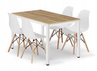 Zestaw stół prostokątny TESSA 120x60 dąb + 4 krzesła OSAKA białe