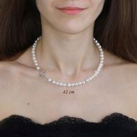 SREBRNY NASZYJNIK Z PRAWDZIWYCH PEREŁ HODOWANYCH