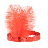 Opaska cekinowa retro lata 20 z piórami, czerwona
